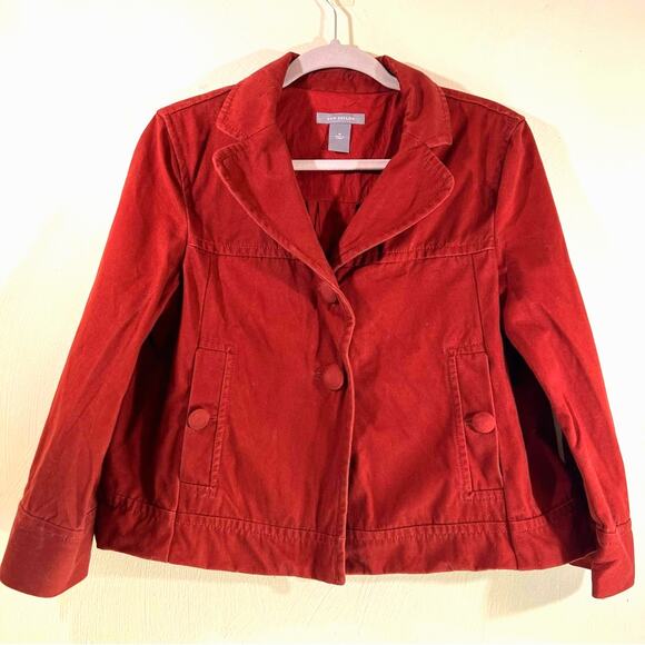 Vintage Cut Ann Taylor Jacket Brick Red Medium 2 Button Pockets - Picture 2 of 6